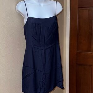 Elegant Navy Blue Spaghetti Strap Dress